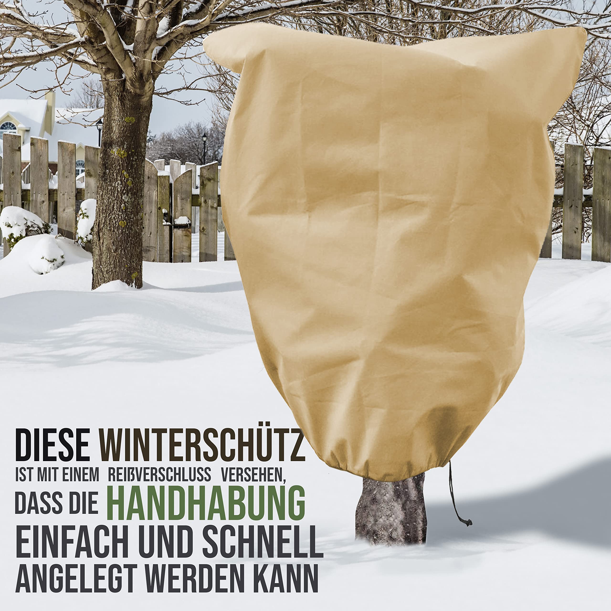Tropictrees Winterschutz (240x200 cm) für Pflanzen und Bäume | atmungsaktiver Winterschutz für Pflanzen mit Reißverschluss und Kordelzug | Schutz vor Kälte und Frost | reißfest & wiederverwendbar