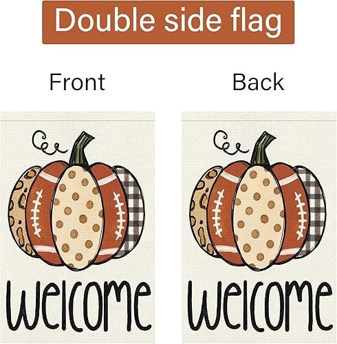 Miniatura 6 de Louise Maelys Bandera de jardín de bienvenida de otoño de 28 x 40 pulgadas, doble cara, gran arpillera de otoño, calabaza, fútbol, jardín, otoño,