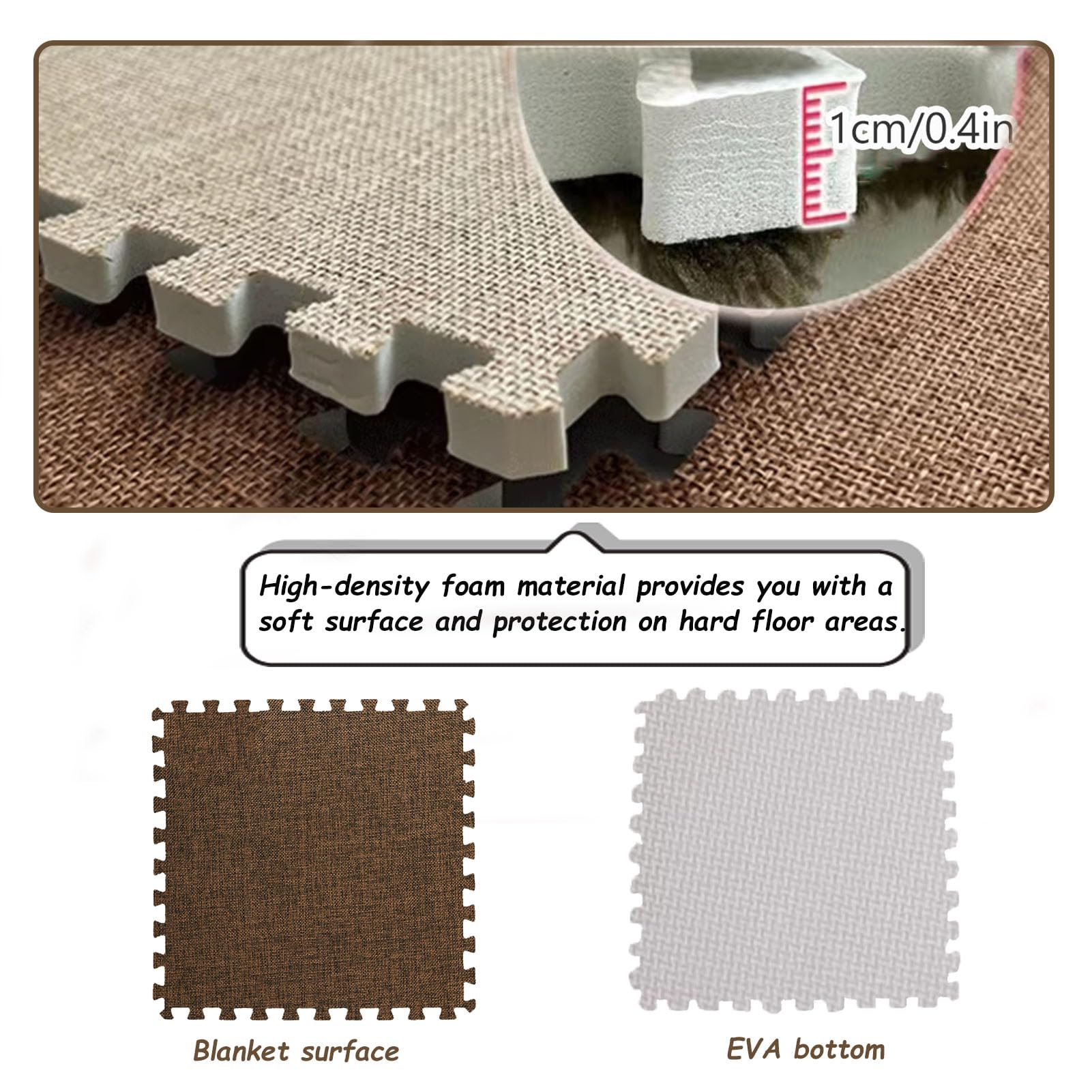 16 sztuk 12x12-calowych, różowo-białych, bawełniano-lnianych, blokowanych kwadratów dywanowych, miękkie płytki piankowe, mata puzzle do salonu, trwałe maty antypoślizgowe