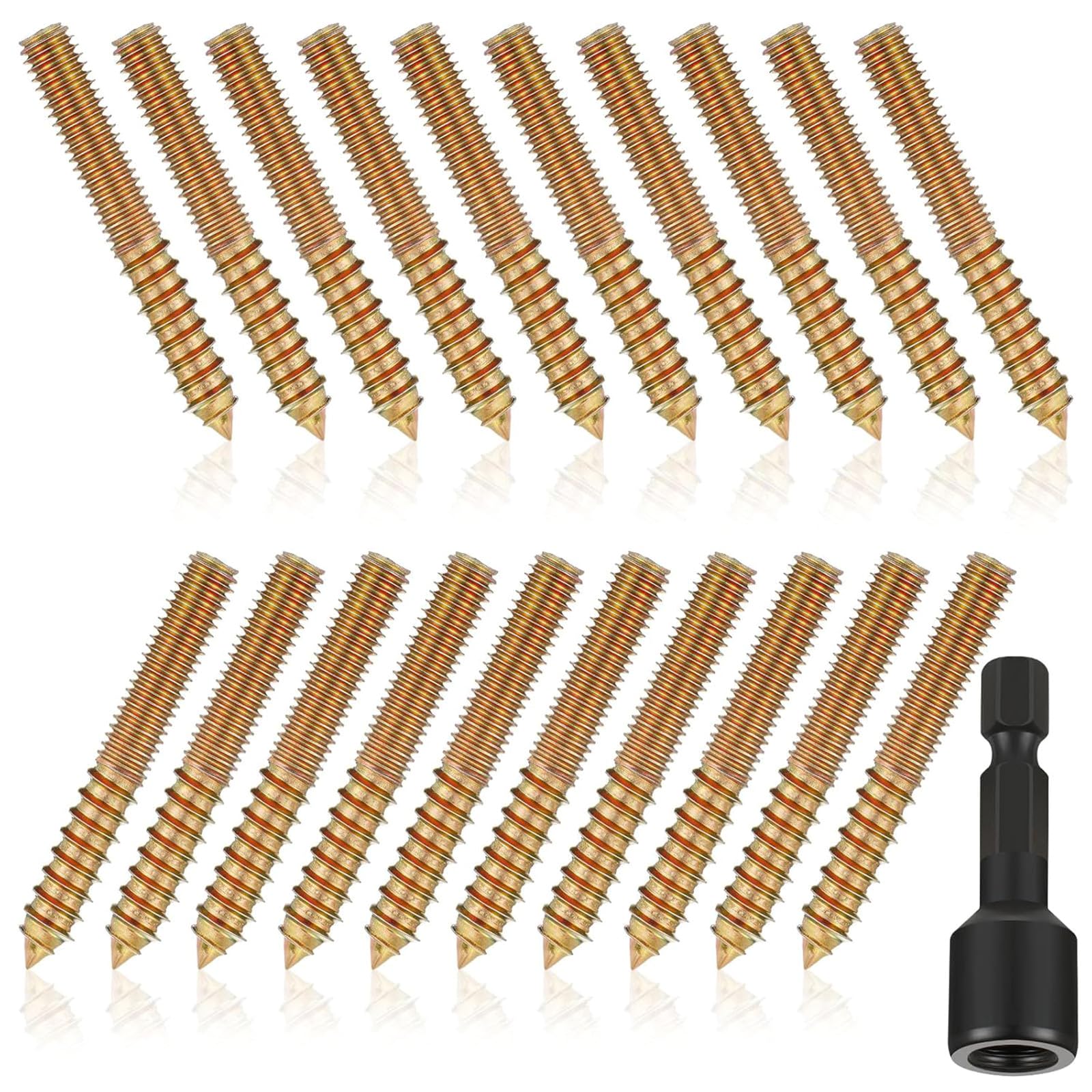Rgybao Multicolor 20Pcs Carbon Steel Hanger Bolts 5/16-18X2inch Threading Fastener Threaded Rod Screws For Wood Furniture Enduring Threaded Rod Screws