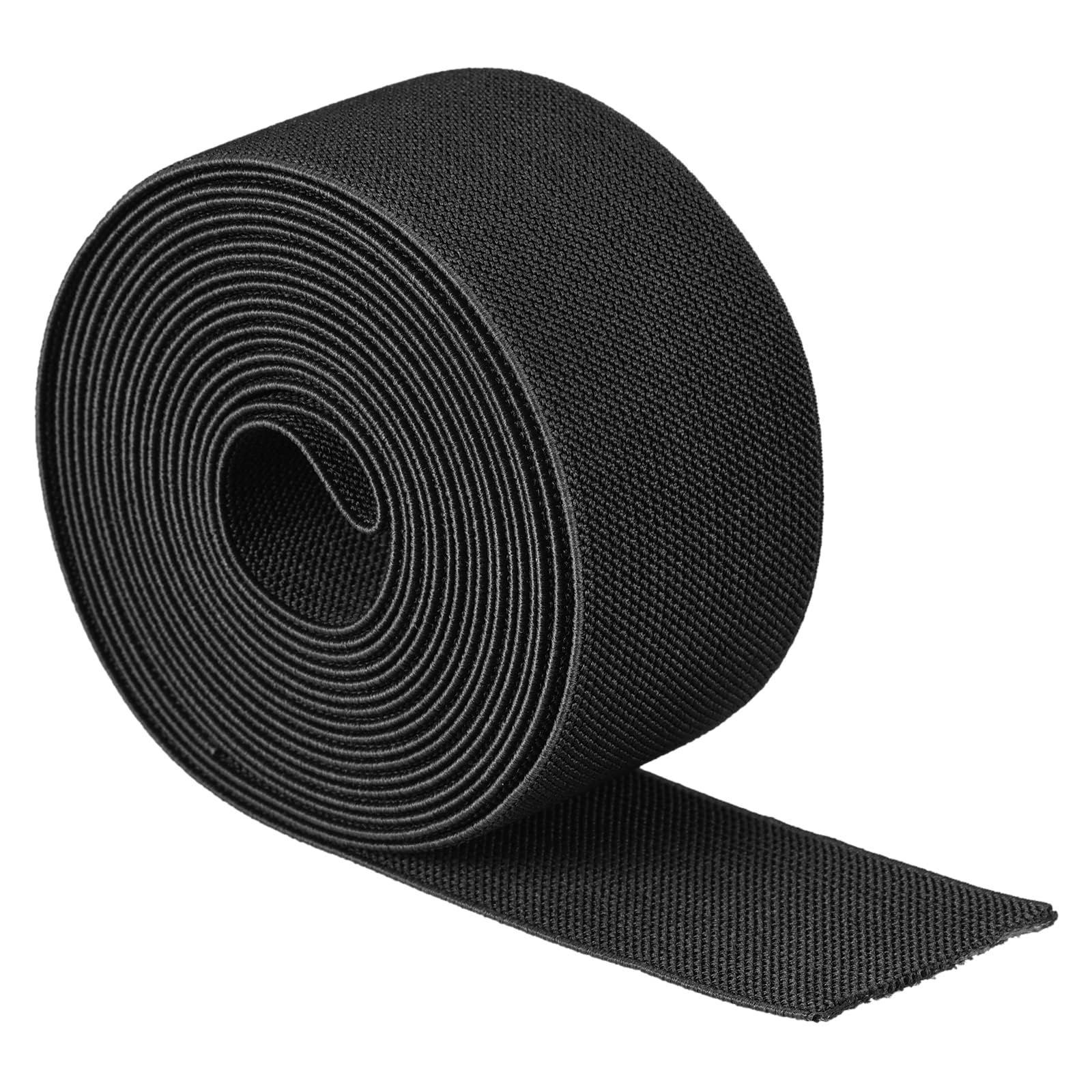 MACHSWON Twill Wide Elastic Band Double-Side 2 inch Flat 4 Yard Woven Elastic Band Knit Elastic Spool Heavy Stretch Strap 5cm Width Black for Sewing,Waistband
