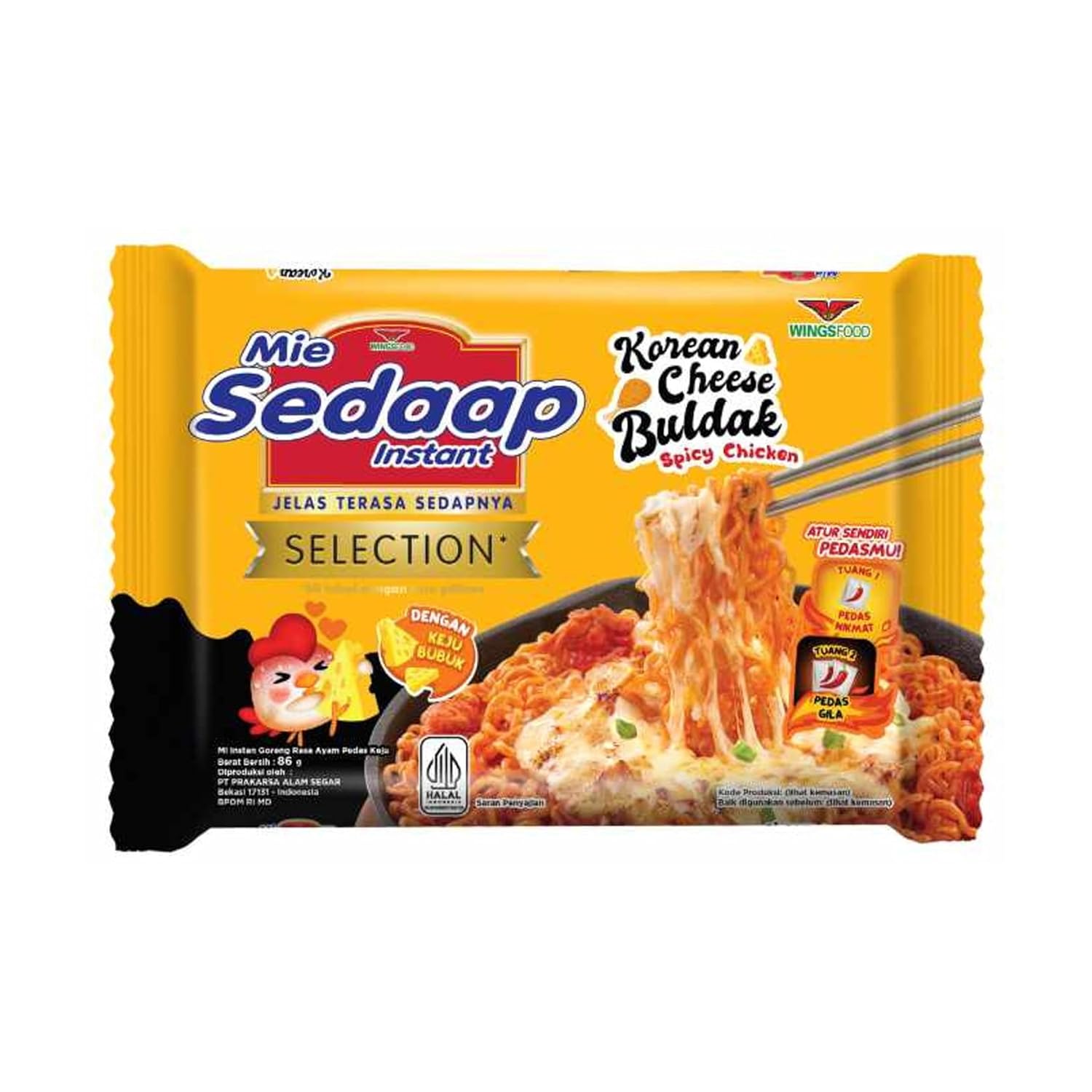 Mi Sedaap Korean Cheese Buldak Spicy Chicken Instant Noodles (Pack of 10)