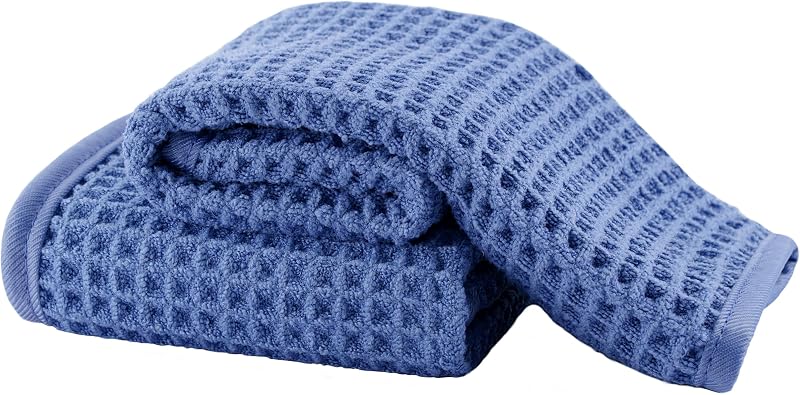 Toalhas faciais de microfibra com trama waffle MICROFI, azul-escuro, pacote com 2
