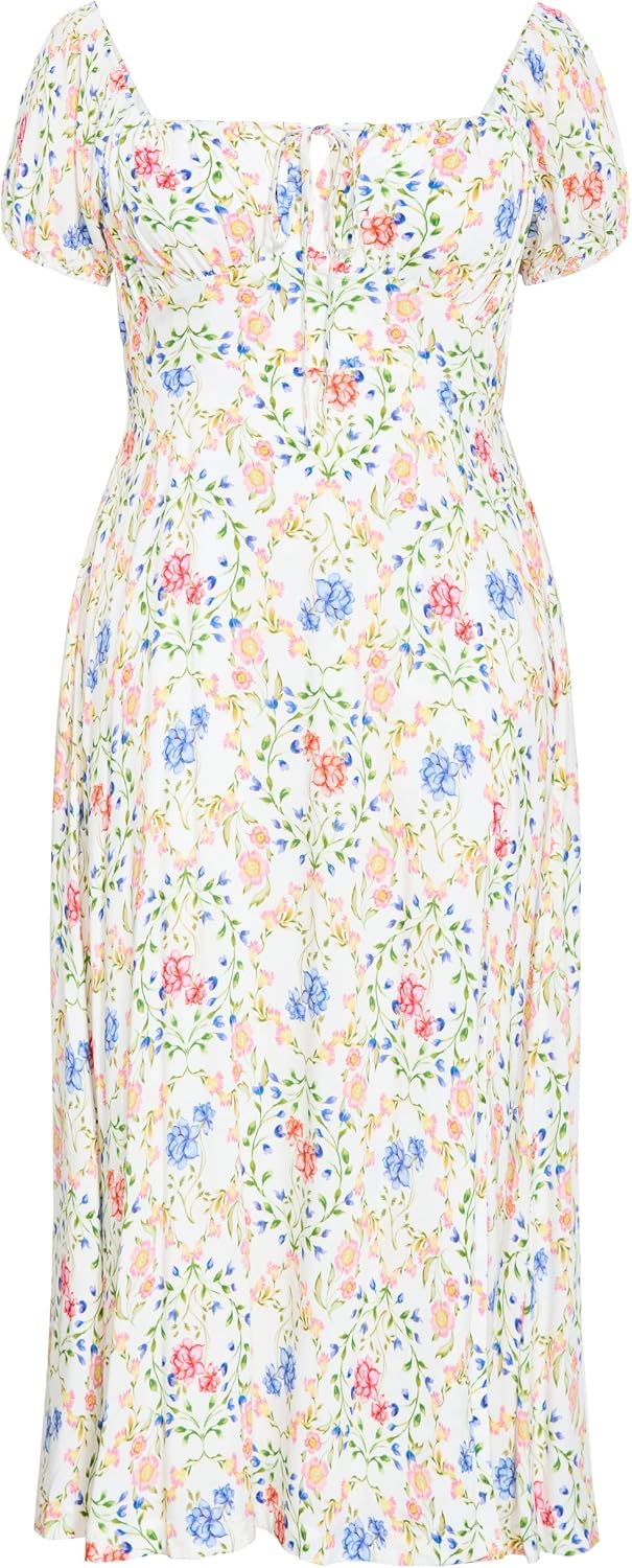 City Chic Plus Size Dress - Abbie Short Sleeve Bouquet Print Maxi
