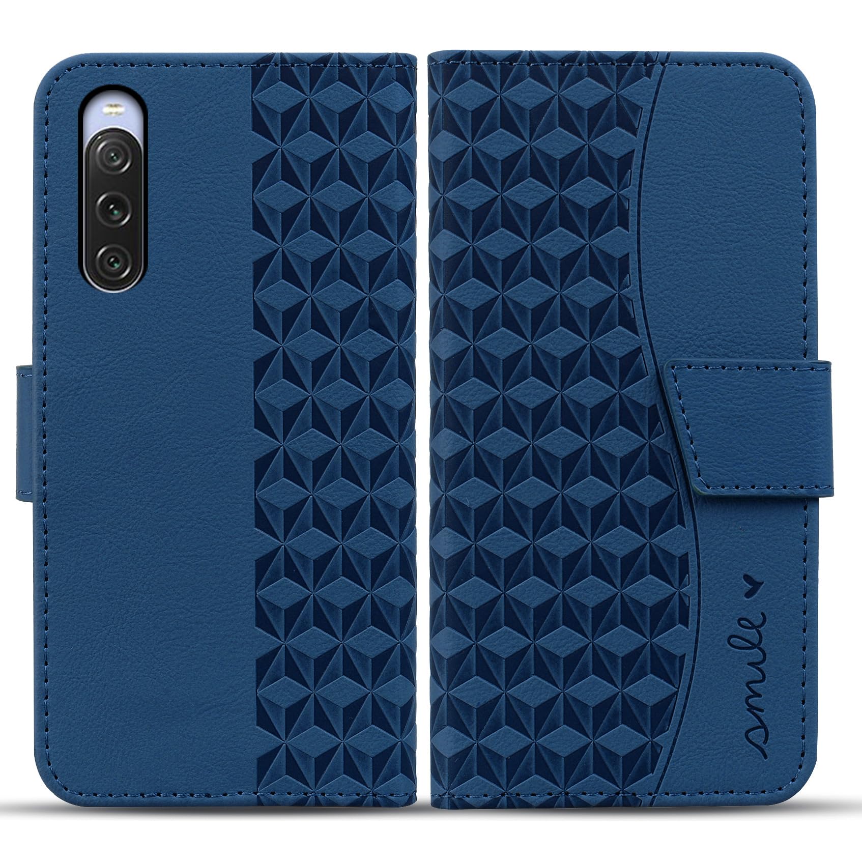 Jiajihua Funda Compatible Con Sony Xperia 10 VI 5G, Compatible Con Sony Xperia 10 VI 5G Cierre Magnético Flip Kickstand Wallet Card Slot Cover Blue