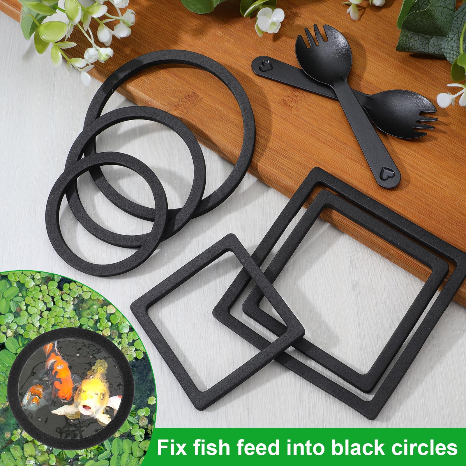 Betta Lot de 6 anneaux d'alimentation pour poissons – Barrière flottante en EVA pour plantes d'aquarium – Accessoires pour mini aquarium, support de plantes flottantes | Mangeoire | Corral (3
