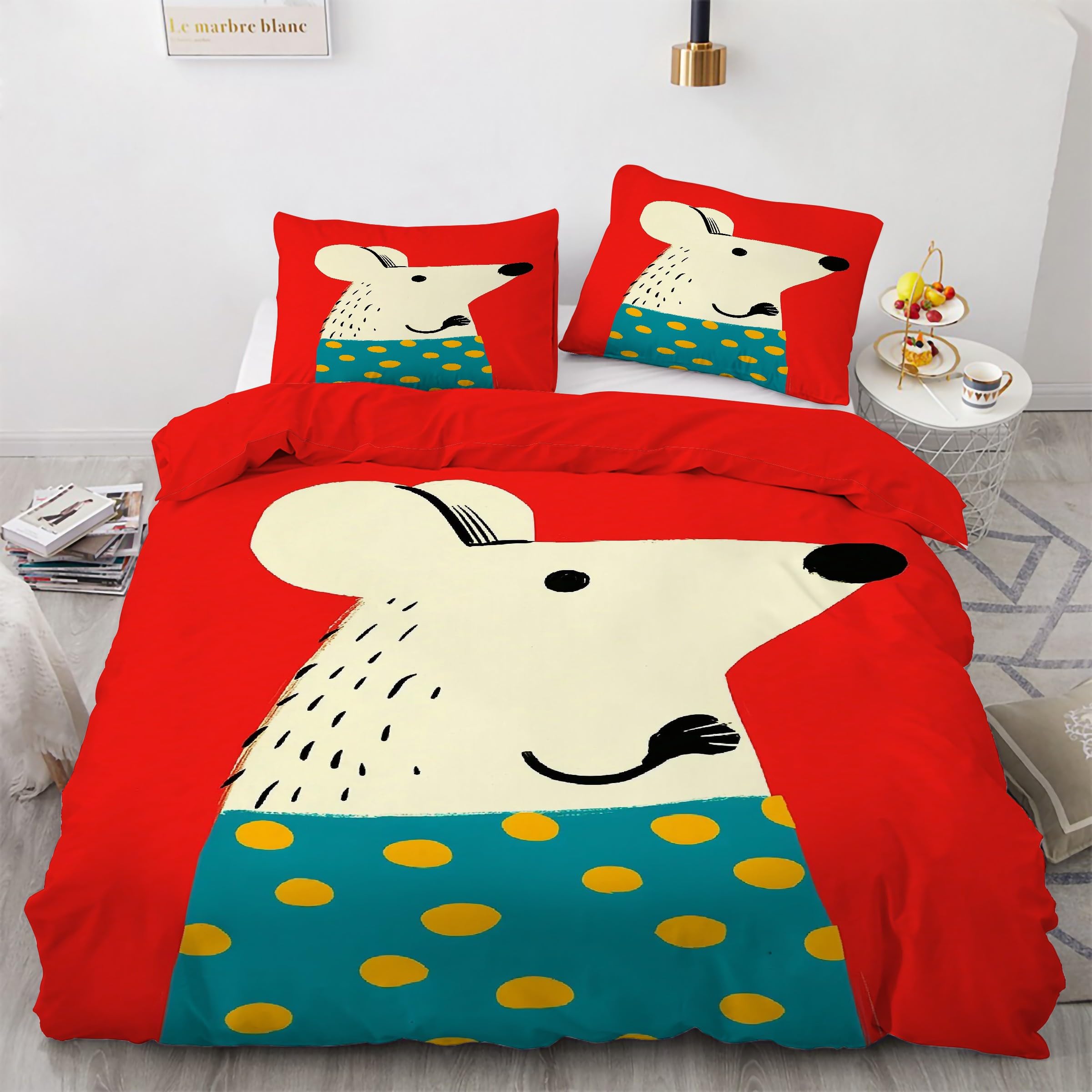 Housse de couette tigre 200x200 douce parure de lit 3 pièces avec fermeture éclair