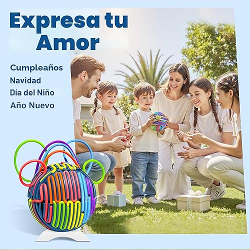 Miniatura 9 de Pelota de actividad sensorial con 24 cuerdas y soporte – Juguetes sensoriales para aliviar el estrés para niños, adolescentes, nietos, autismo