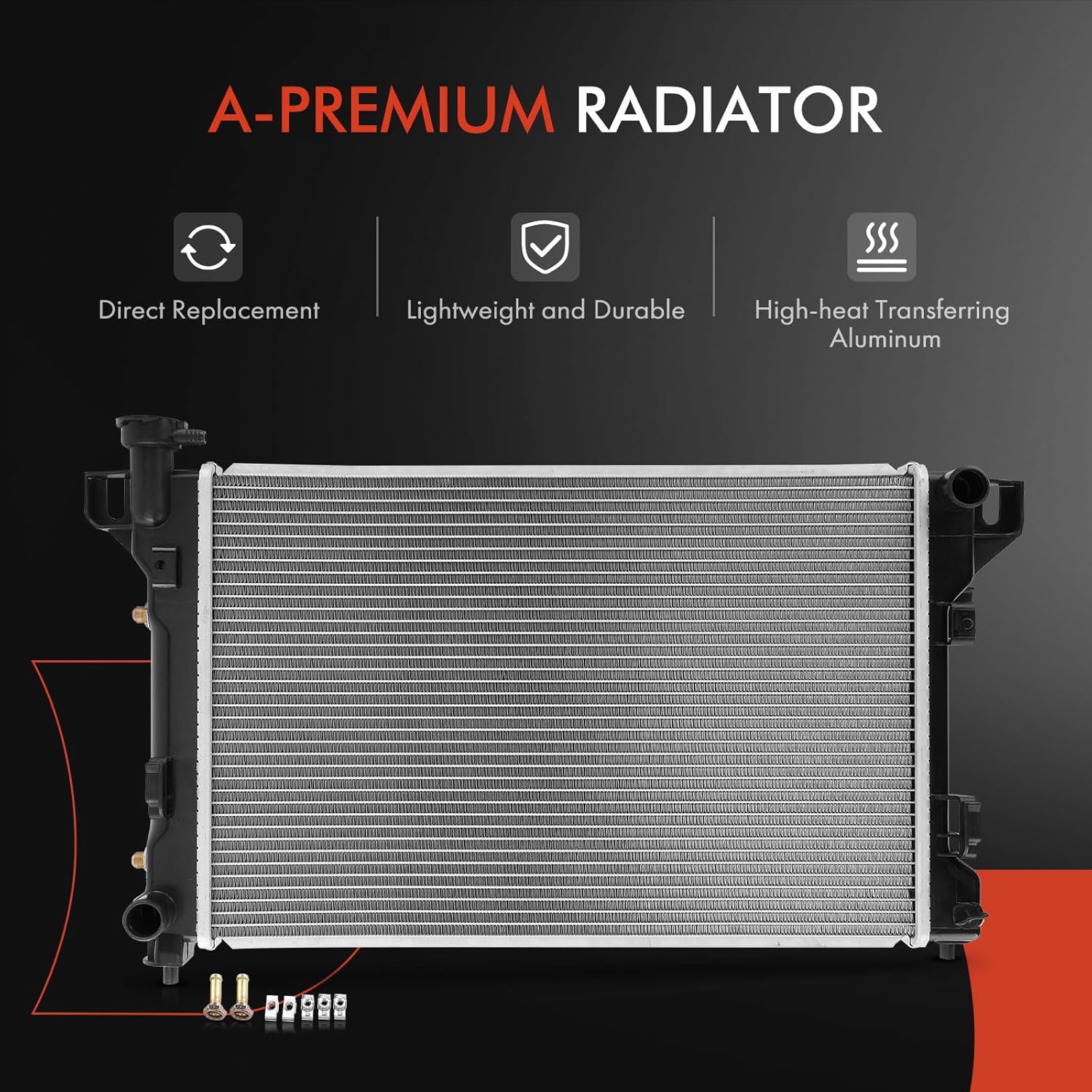 A-Premium Engine Coolant Radiator Assembly with Transmission Oil Cooler Compatible with Chrysler Dynasty, Imperial, New Yorker & Dodge Dynasty, Automatic Transmission, Replace# 8011109, 4401921