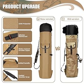 Wowelife Fishing Rod Carrier Bag, Fishing Reel Organizer Pole Storage Bag Upgraded for Fishing and Traveling, A Fishing Gift for Men, Family, Father and Friends(Khaki)