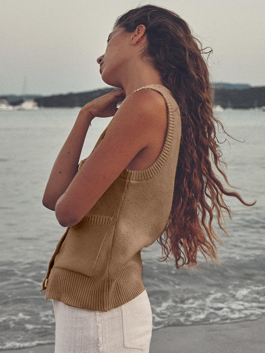 Beautiful Nomad Women's Knit Sweater Vest Sleeveless Tank Tops Casual Y2K Button Down Cardigan Vest Shirts - Image 2