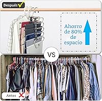 Vista 2 de Perchas mágicas para pantalones que ahorran espacio, paquete de 2 para armario, múltiples capas, multifuncional, organizador para pantalones