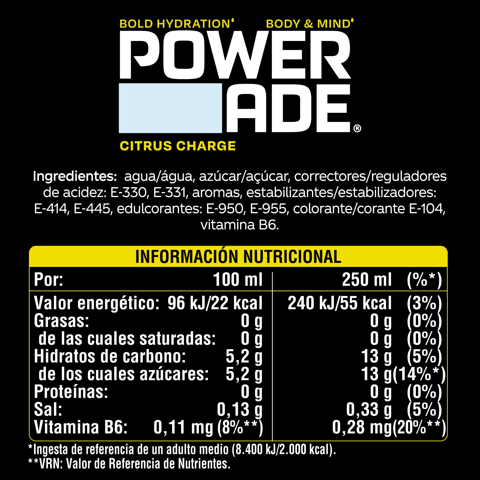 Etiqueta Nutricional De Powerade Bebida Monster Energy Original 2