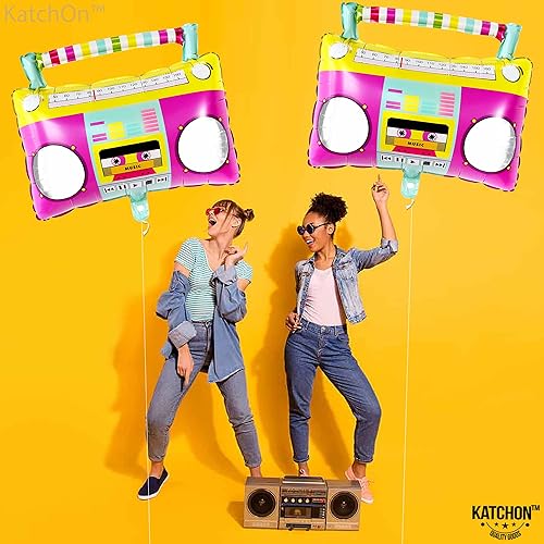 Miniatura 7 de KatchOn Juego de globos grandes Boombox de 22 pulgadas, decoraciones de fiesta de los años 90 y discoteca, globos de caja boom de los años 80 para