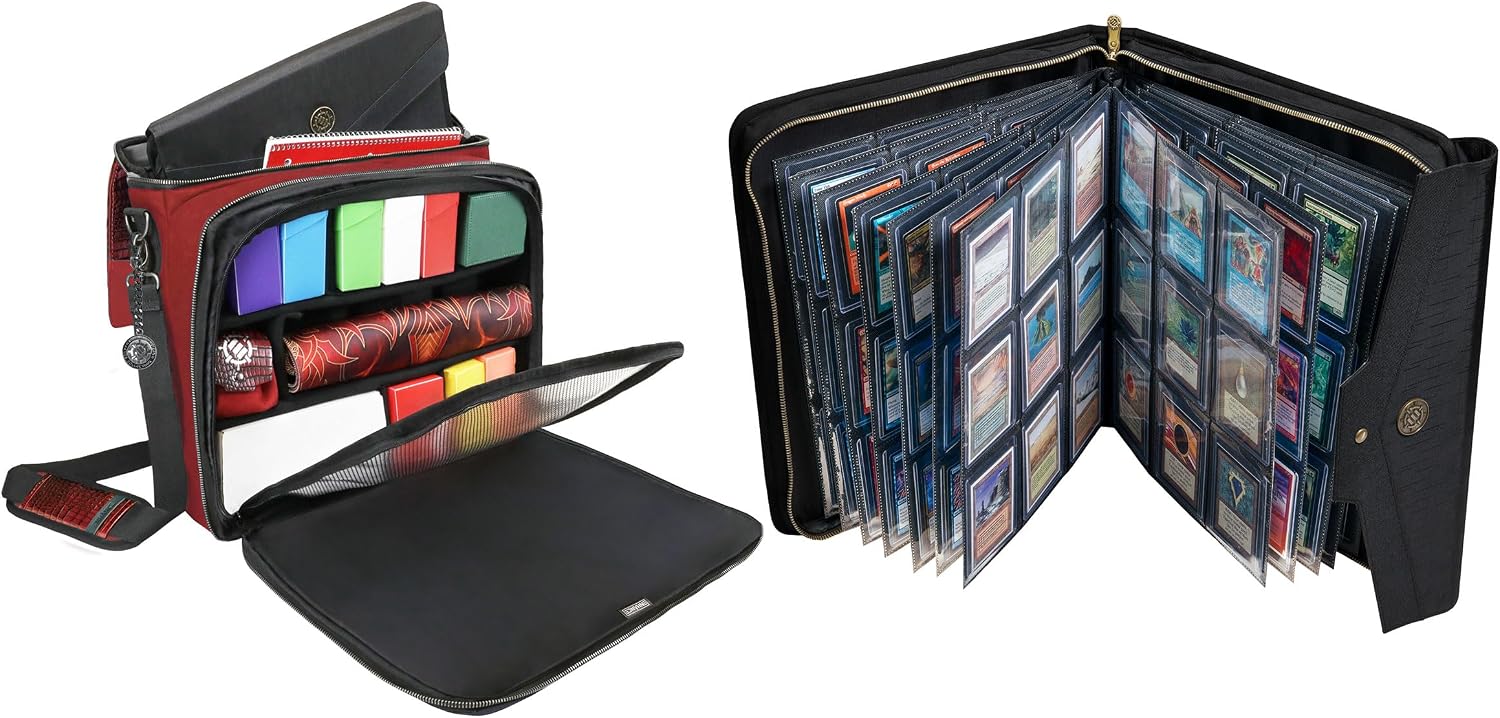 ENHANCE Trading Card Shoulder Bag (Dragon Red) + Toploader Binder Album - Bundle