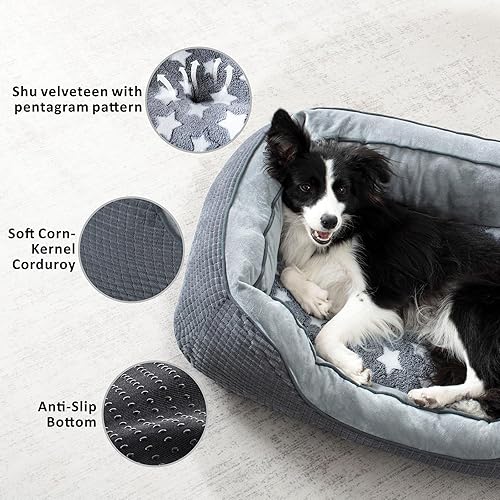 Miniatura 3 de SIWA MARY Camas para perros pequeños y gatos, sofá cama lavable para perros con lados anchos, diseño de patrón de pentagrama, cama duradera para
