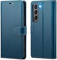 Vista 11 de Funda tipo cartera para Samsung Galaxy S21, con bloqueo RFID, soporte para tarjetas de crédito, de piel sintética, función atril, funda protectora a