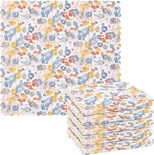 linqin Cute Wildflowers Set of 6 Absorbent Kitchen Towels and Dishcloths Decor Soft Cooking Towels Reusable for Restaurant Coffee