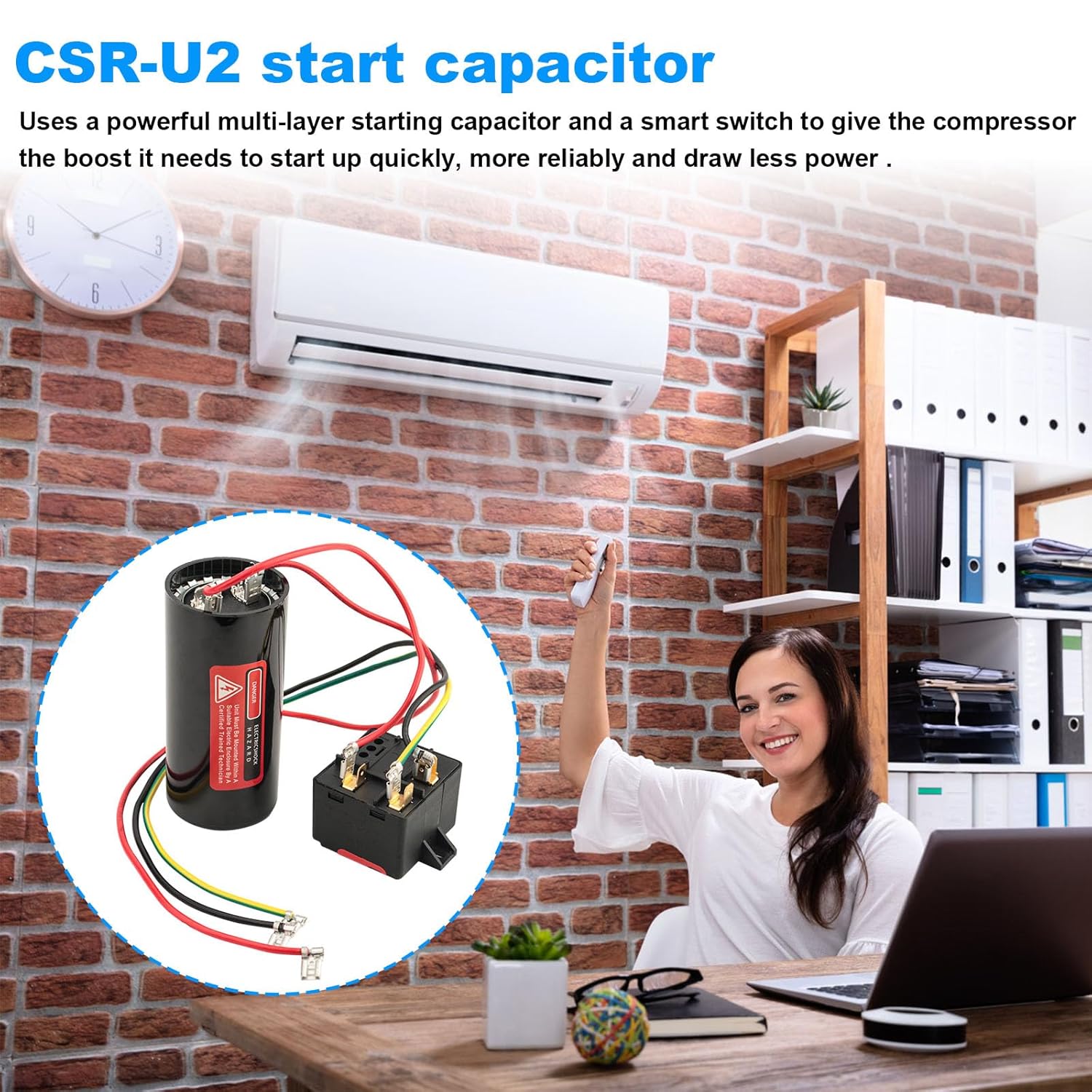 Hard Start Kit for Air Conditioner CSRU2 Compressor Saver Replacement HVAC Hard Start Capacitor 1/2-3.5-4-5 Tons Hard Start Kit