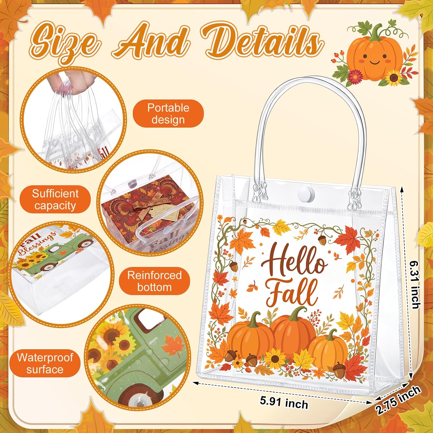 Gilprop 12 Pcs Fall Gift Bags with Handles, Autumn Goodie Treat Bags image 2