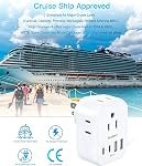 Outlet Extender Travel Cruise Ship Essentials, Multi Plug Wall Outlets 4AC 4 USB (2 USB-C), Protecteur non surgélateur, Adaptateur de prise, Croisière de voyage approuvée