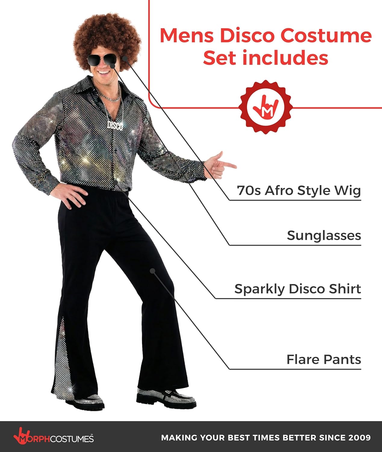 Morph 70s 80s Outfit Men's Disco Flared Trousers Paraguay | Ubuy