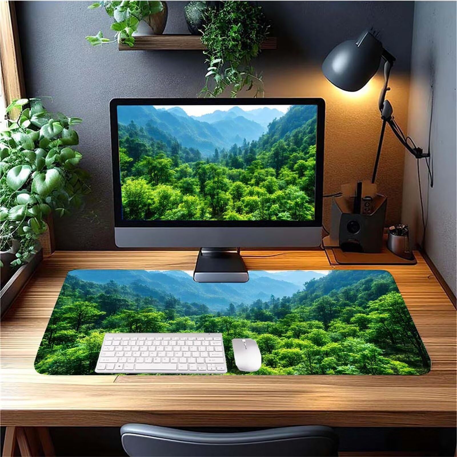 Alfombrilla Ratón Montaña Bosque Alfombrilla Ratón XXL 1400x600x3mm Mouse Pad Resiste Salpicaduras, Extendida de Gran Tamaño con Bordes Cosidos, Mejora la Precisión y la Velocidad,Antideslizante y-421