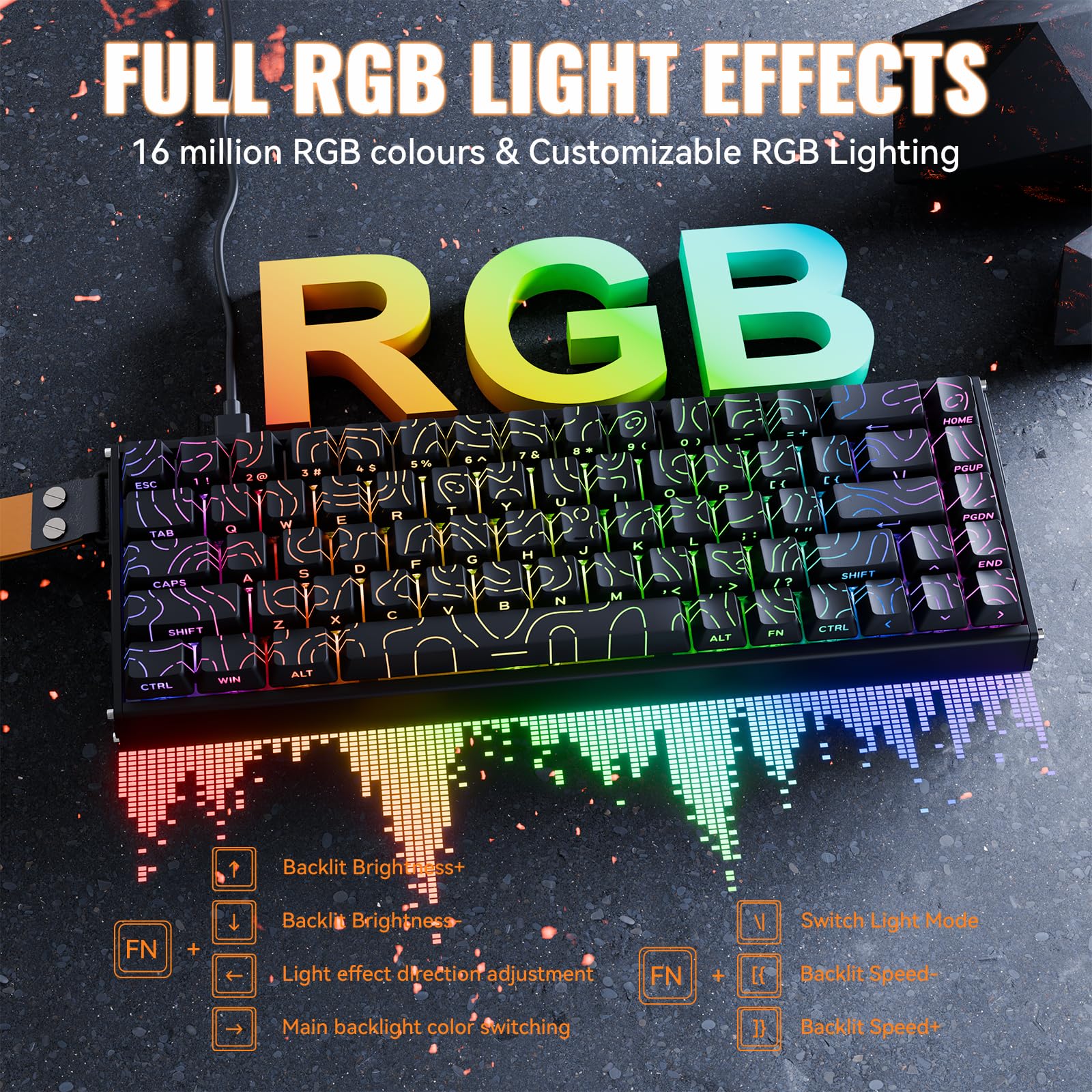ATTACK SHARK X68MAX HE Teclado Gaming de Aluminio con Cable y Gatillo Rápido,Interruptores Magnéticos, Precisión RT de 0,005mm,Accionamiento Ajustable,8000Hz,Latencia de 0.08ms,RGB (Contornos Negros)