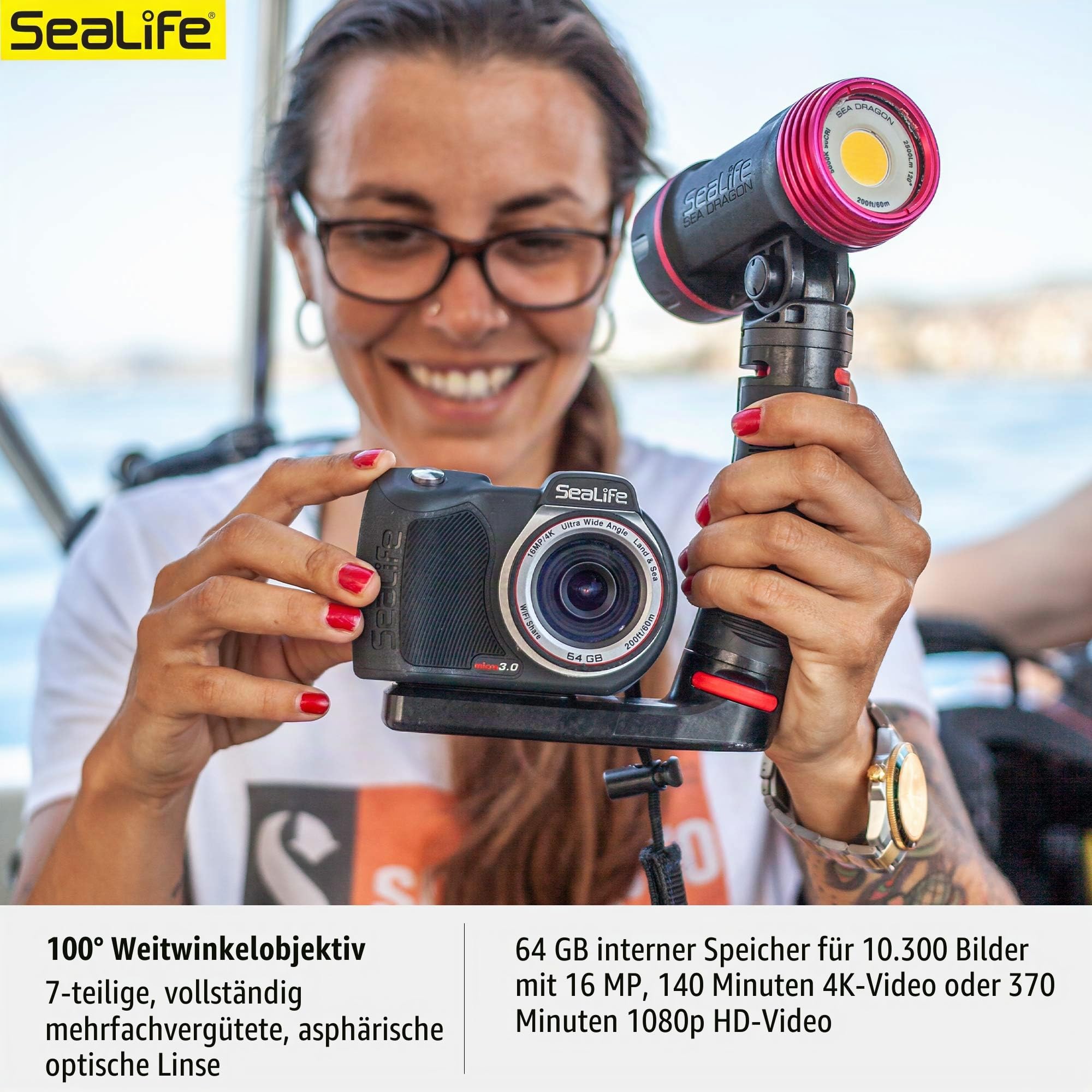 Sealife Micro 3.0 64GB (SL550) Unterwasser Kamera mit 4K Ultra HD Video und Wasserdicht bis 60m