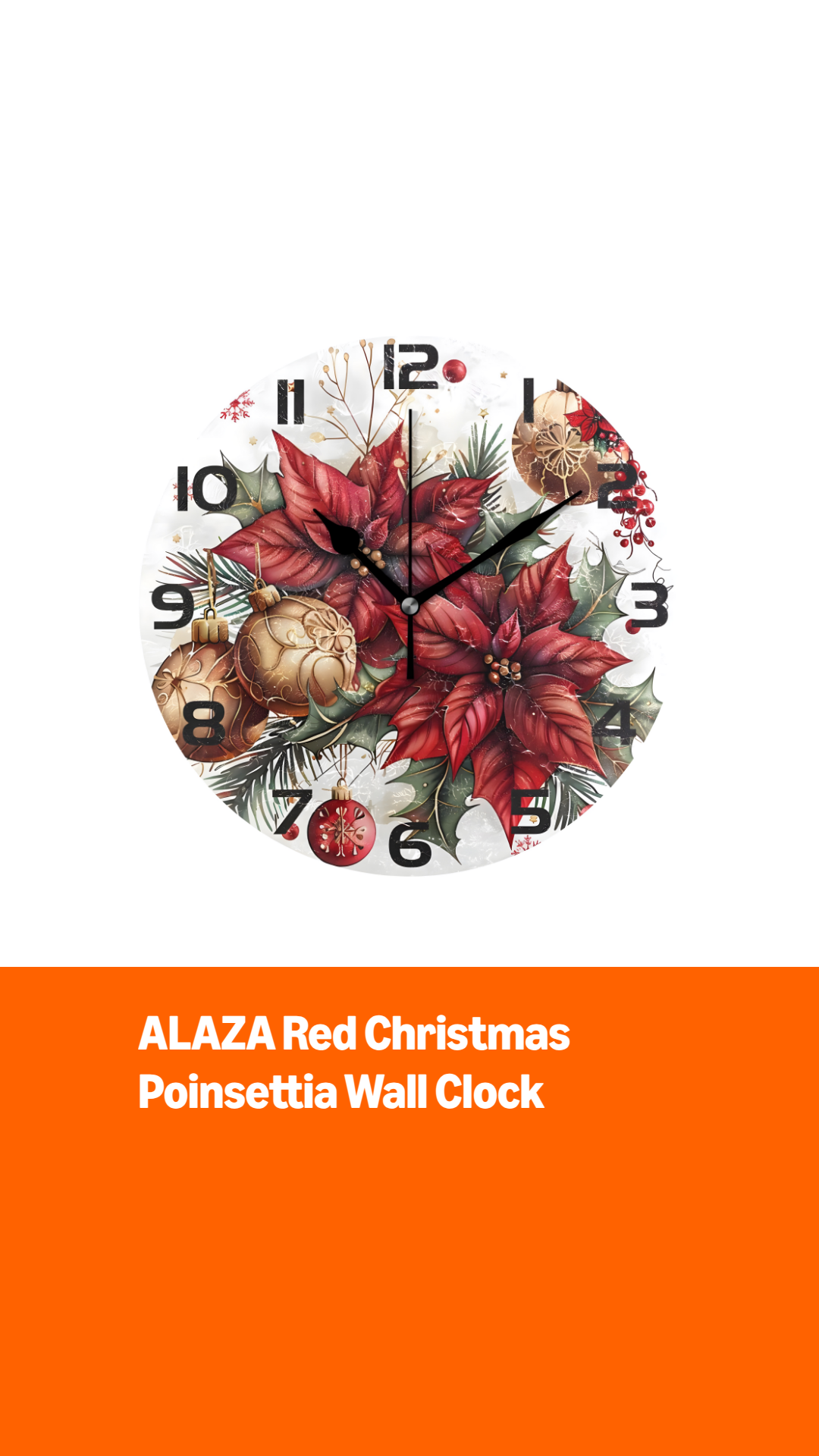 Watch ALAZA Red Christmas Poinsettia Wall Clock on Amazon Live