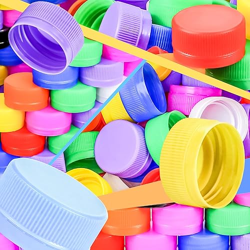 Miniatura 7 de Motbach 100 tapas de botellas de plástico coloridas, tapas de botellas de plástico de 1.2 pulgadas, tapas de botellas de colores, tapas de botellas