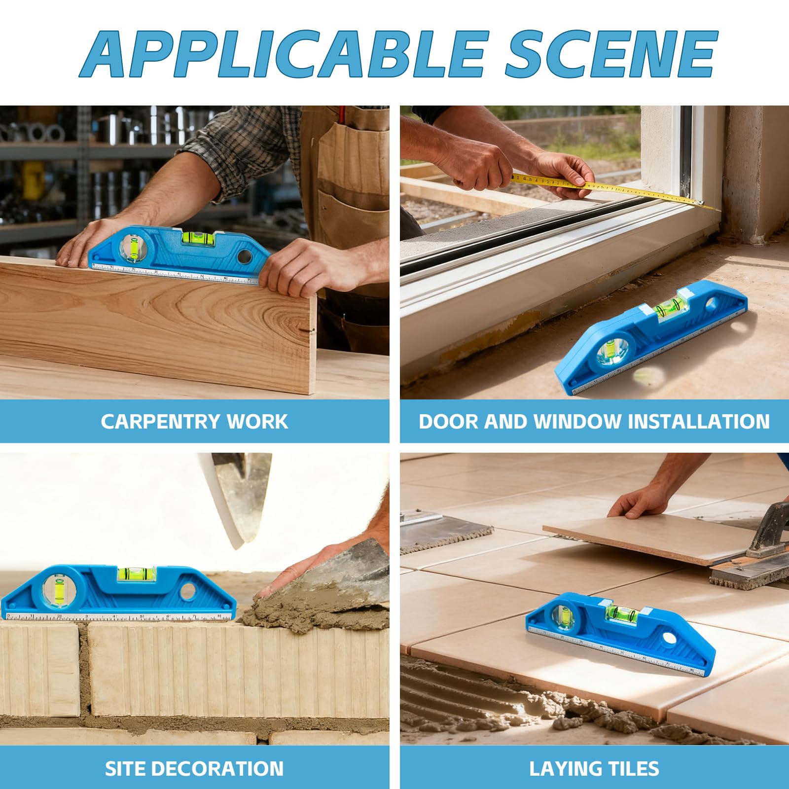 WBE Torpedo Level Set - 4 Piece, Magnetic & V-Groove -6