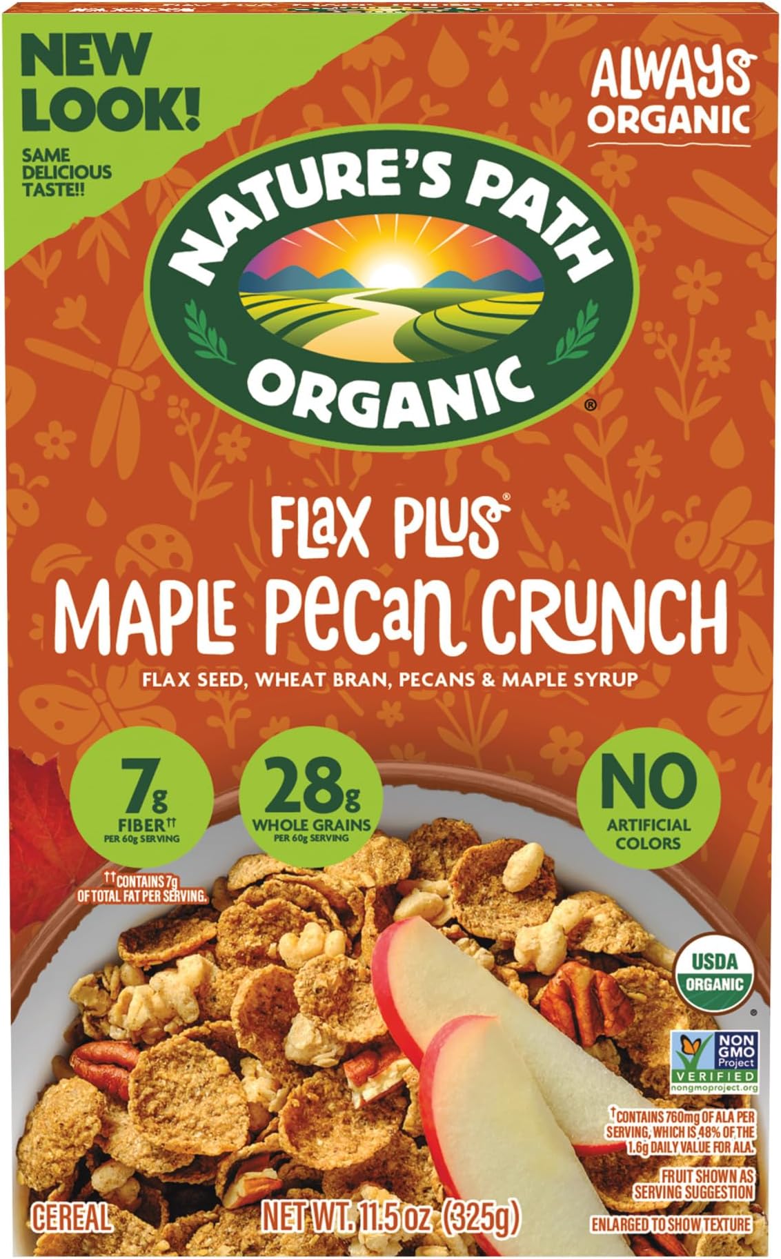 Organic Flax Plus Maple Pecan Crunch Cereal, 11.5 oz (Pack of 1), Non-GMO