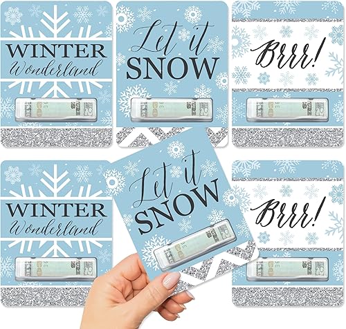 Big Dot of Happiness Winter Wonderland - Juego de 6 tarjetas de dinero divertidas con diseño de copo de nieve para fiestas de vacaciones y boda de