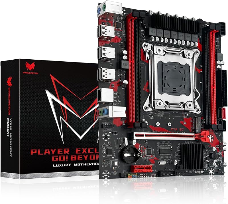 X79 S7 Gaming Motherboard for Intel LGA 2011 Socket Xeon E5 Series CPUs, Support DDR3 RAM Max 256GB, NGFF/NVME M.2, SATA 3.0, PC Computer Server Mainboard