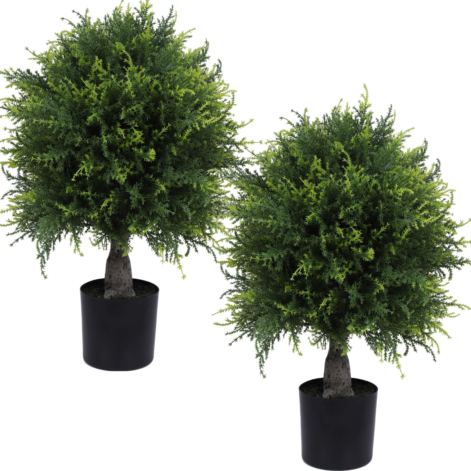 Artificial Cedar Topiary Ball Tree 20" Fake Cypress Trees Faux Evergreen Shrub Plants for Home Porch Garden Outdoors Decor Set of 2