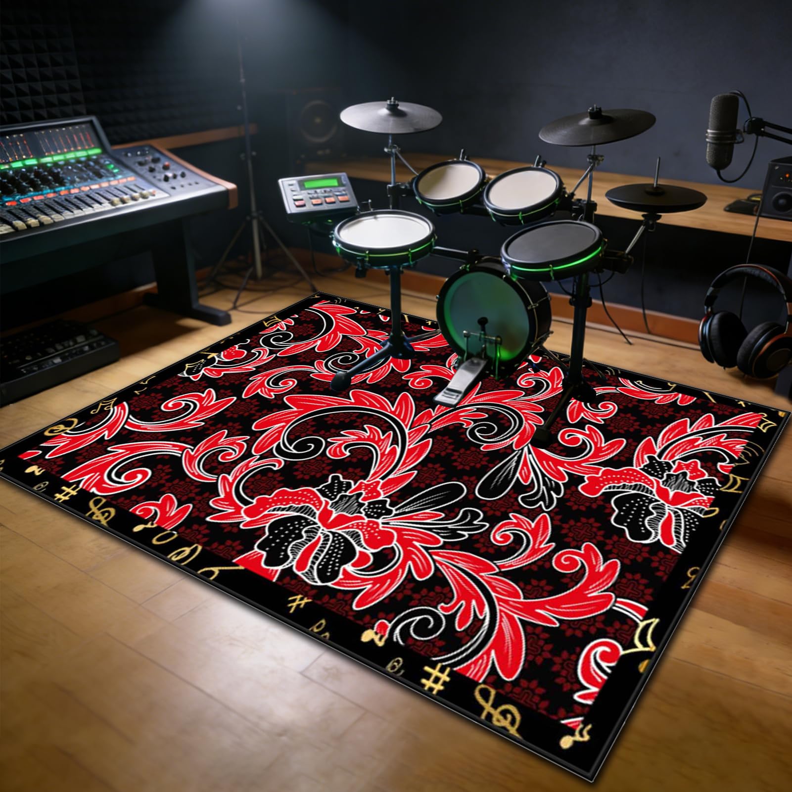 170 x 140 cm Dywan z baterią elektroniczną Dźwiękoszczelny Antypoślizgowy Dywan Pochłaniający Akustyczny Profesjonalna mata do instrumentów muzycznych do instrumentów muzycznych do gitary basowej