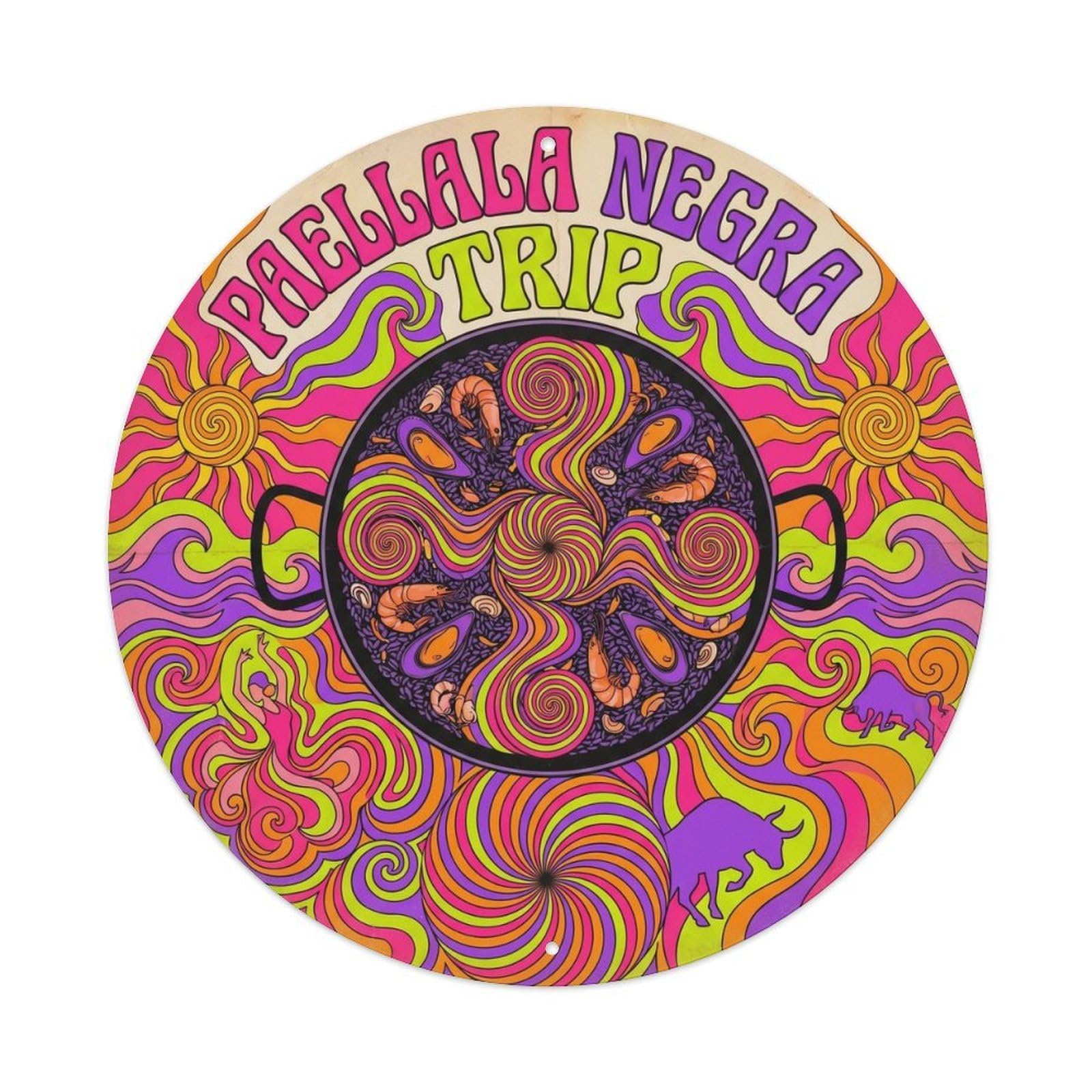 Paella Kitchen Psychedelic Spanish Cuisine Metal Tin Sign