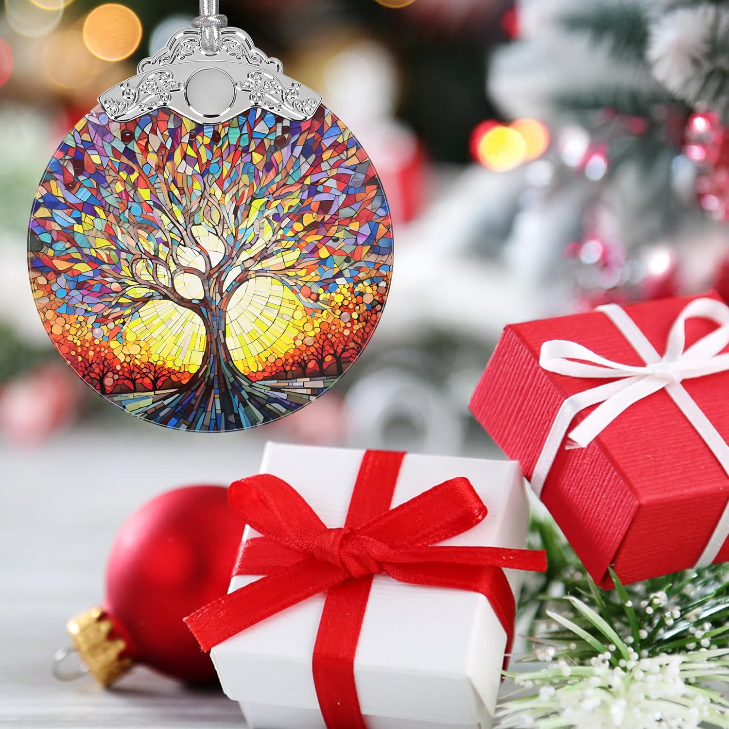 Tree of Life Decor - Stained Glass Christmas Ornament - Hanging Decoration for Tree - Gifts for Friends, Family - Image 6