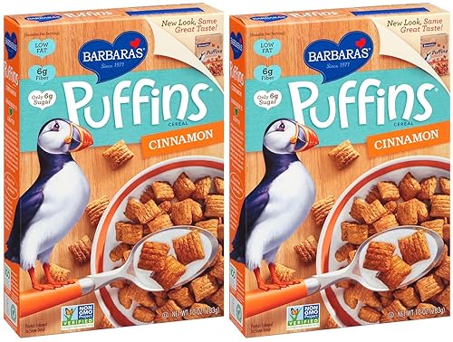 Barbara's Barbaras Puffins Canela, 10 onzas, paquete de 2