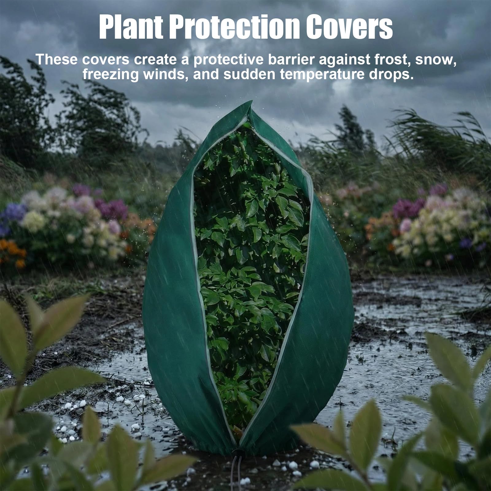 SINBLUE 4 coperture per piante antigelo, coperture per piante da giardino, calde, con cerniera e coulisse, per la stagione fredda, arbusti, cespugli e alberi da frutto in vaso (120 x 180 cm)