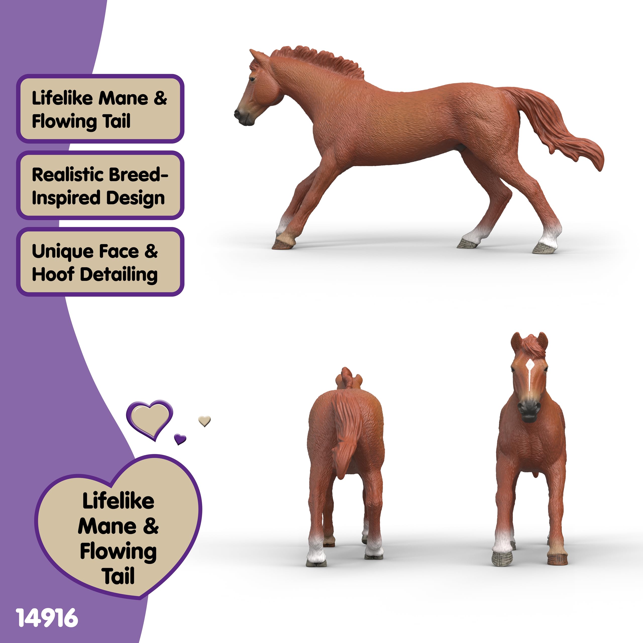 SCHLEICH Horse Club | Englischer Vollblut Hengst 14915 | detailgetreues Pferd | Geschenk für Mädchen und Jungen | Deko & Sammelfigur | schleich Pferde Spielzeug für Kinder ab 5 Jahren | 17 x 4 x 10 cm - 5