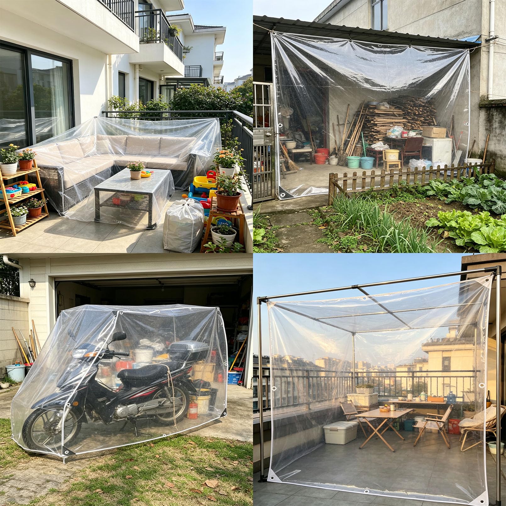 Abdeckplane Wasserdicht Transparent 0,3mm Dick PVC mit Ösen Schutzabdeckung (2x3m)