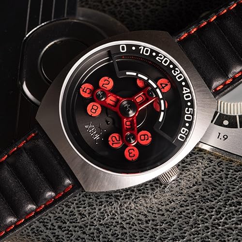 Miniatura 4 de Xeric Scrambler Automatic Wandering Hour Plata Negro Rojo, Mecánico