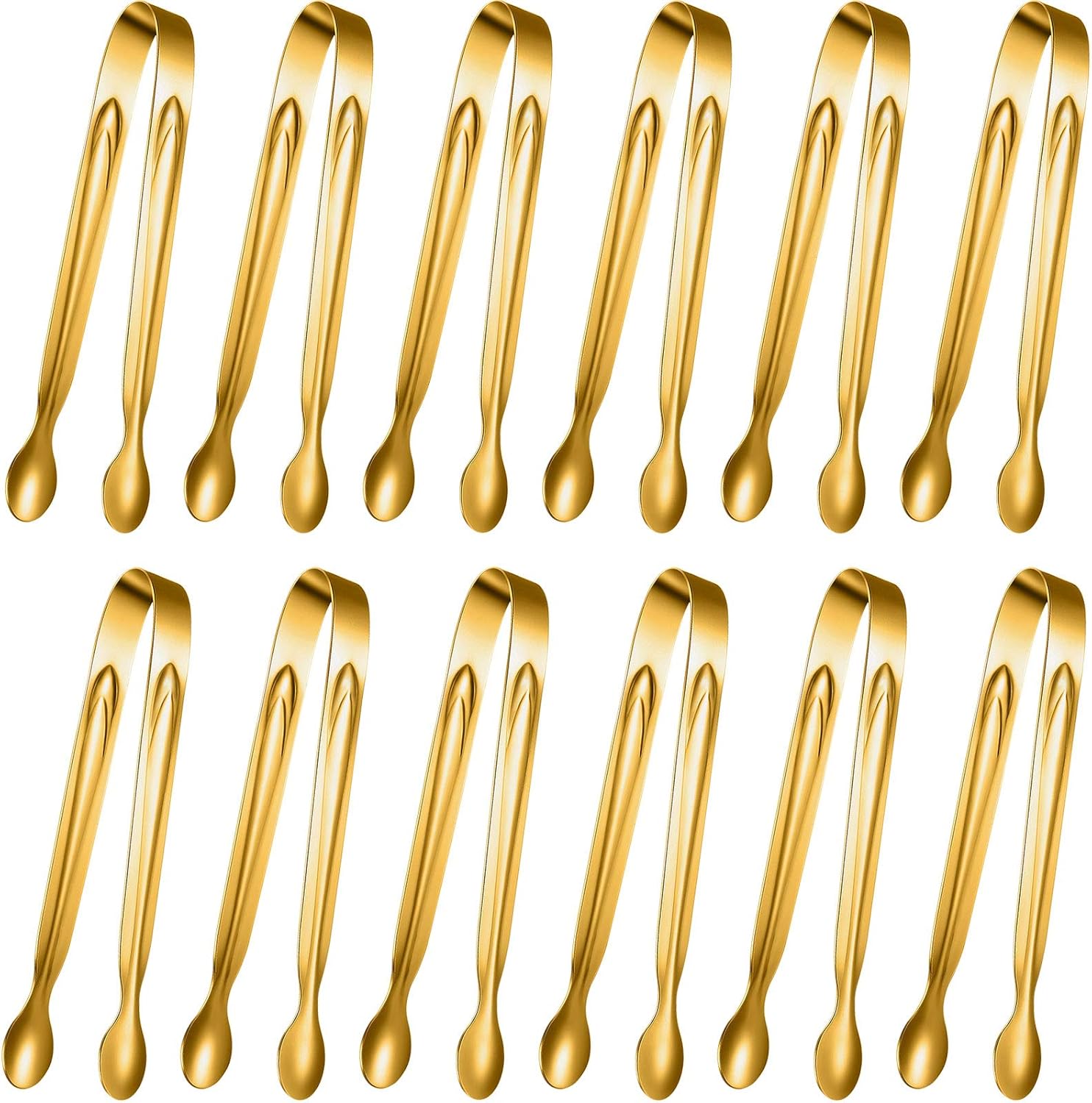 Gejoy 12 Pieces Mini Tongs Small Serving Tongs Stainless