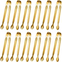 Gejoy 12 Pieces Mini Tongs Stainless Steel Small Sugar Serving Tongs for Charcuterie Board Appetizers Dessert Serving Food Tiny Party Danish Candy6 Inch,Gold