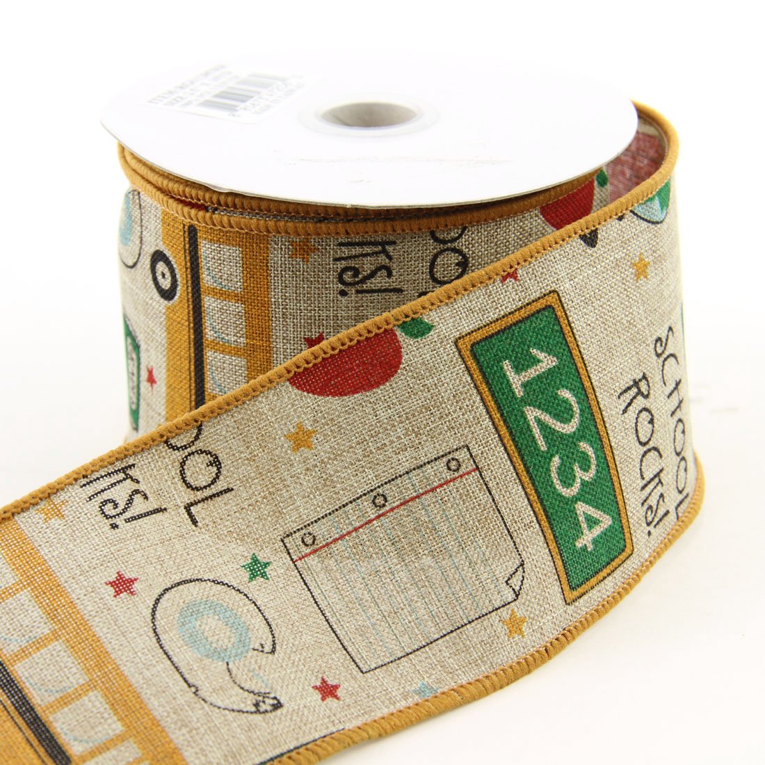 Shinoda Design Center 8567347206 2.5" x10yd Natural/Multi School Rocks Ribbon