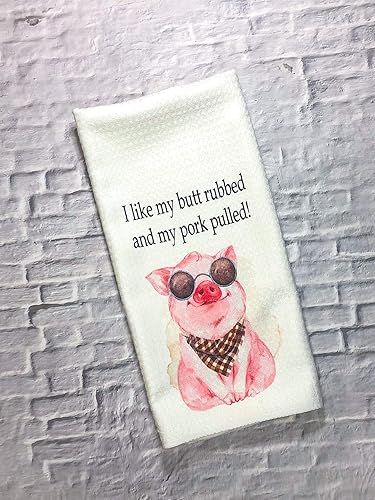 Miniatura 3 de Pig Hand Towel - Pig Butt Rubbed and Pork Pulled BBQ and Grilling Pig - pig funny kitchen hand towel make perfect gifts for pig lovers