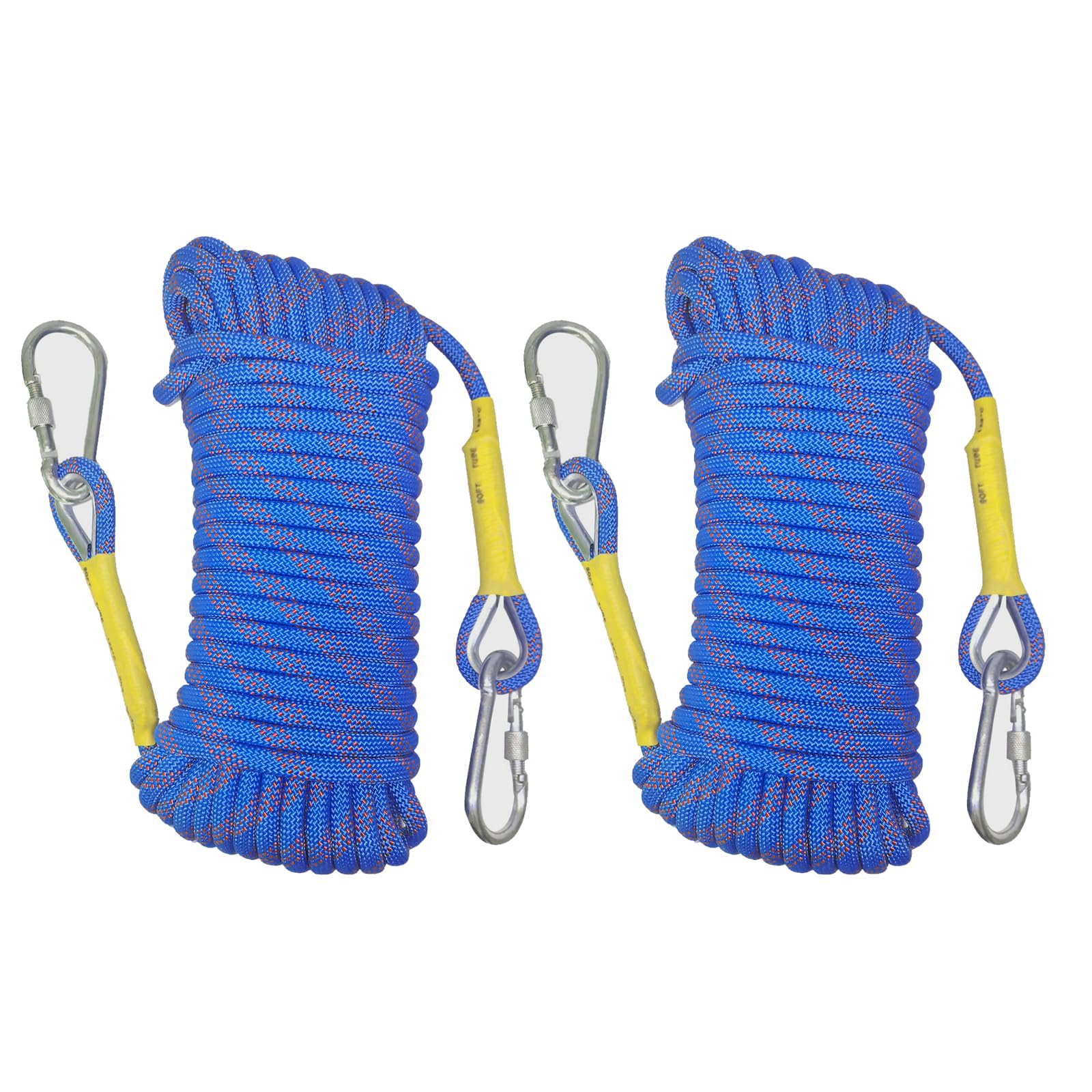 2 Pezzi Corda da Arrampicata 8mm per Arrampicata Statica 5m Corda di Sicurezza con 2 Moschettone ad Alta Resistenza per Alpinismo Fuga Strumenti Salvavita