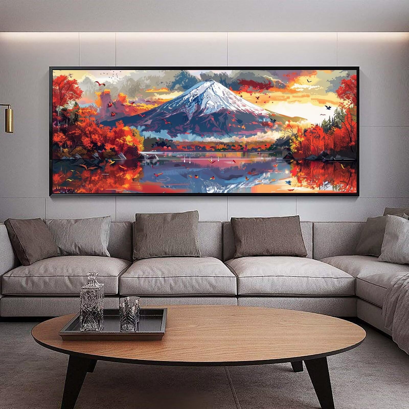 Diamond Painting Groß xxl 160 x 80 cm Berg Diamant Painting Bilder Erwachsene Malen nach Zahlen Landschaft DIY Voll Round diamond painting zubehör Set für Wohnzimmer und Schlafzimmer Wanddeko A58